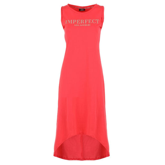 Imperfect Elegant Pink Cotton Dress with Logo Accent