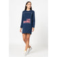 Love Moschino Chic Blue Relief Dress with Signature Design
