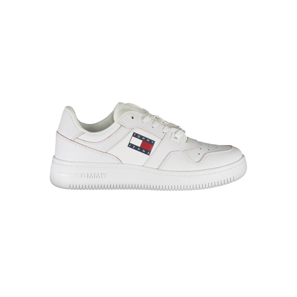 Tommy Hilfiger Chic White Lace-up Sneakers with Contrast Detail