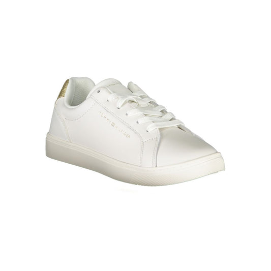 Tommy Hilfiger Chic White Lace-Up Sneakers with Contrast Details