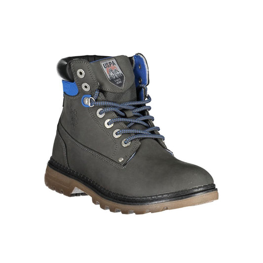 U.S. POLO ASSN. Elegant Gray High Lace-Up Boots with Logo Detail
