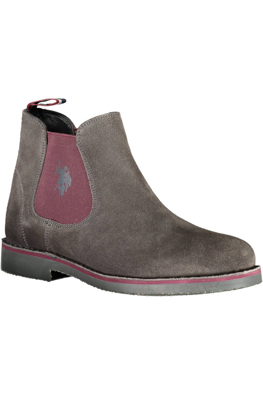 U.S. POLO ASSN. Elegant Gray Ankle Boots with Contrasting Details