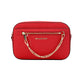 Michael Kors Jet Set Large East West Bright Red Leather Zip Chain Crossbody Bag