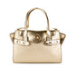 Michael Kors Carmen Medium Pale Gold Saffiano Leather Satchel Purse Bag