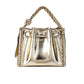 Michael Kors Mina Small Belted Gold Vegan Leather Chain Inlay Crossbody Bag