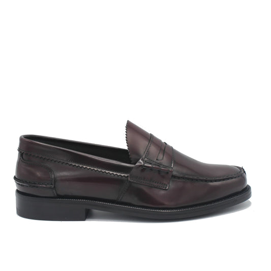 Saxone of Scotland Bordeaux Spazzolato Leather Mens Loafers Shoes
