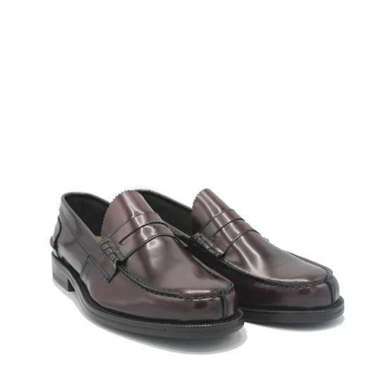 Saxone of Scotland Bordeaux Spazzolato Leather Mens Loafers Shoes
