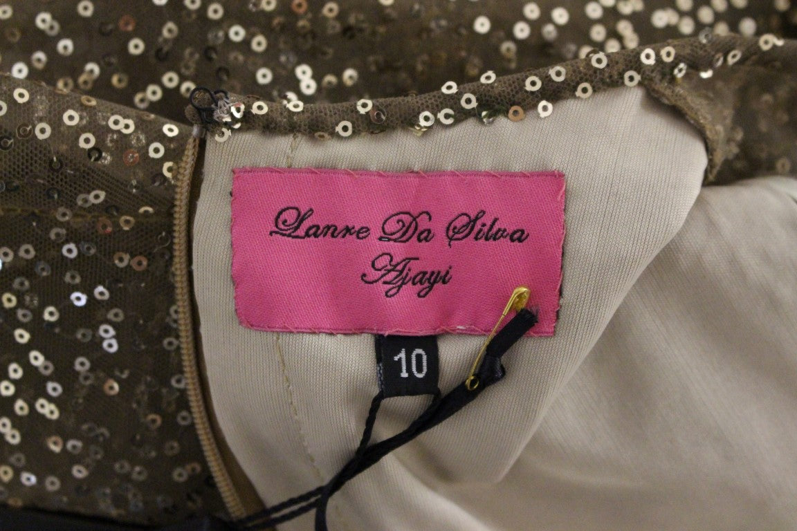Lanre Da Silva Ajayi GOLD Long Lace Maxi Crystal Dress