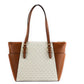 Michael Kors Charlotte Signature Leather Large Top Zip Tote Handbag Bag (Vanilla)