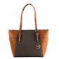 Michael Kors Charlotte Signature Leather Large Top Zip Tote Handbag Bag (Brown)