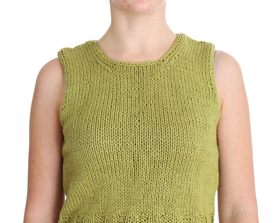PINK MEMORIES Chic Green Knitted Sleeveless Vest Sweater