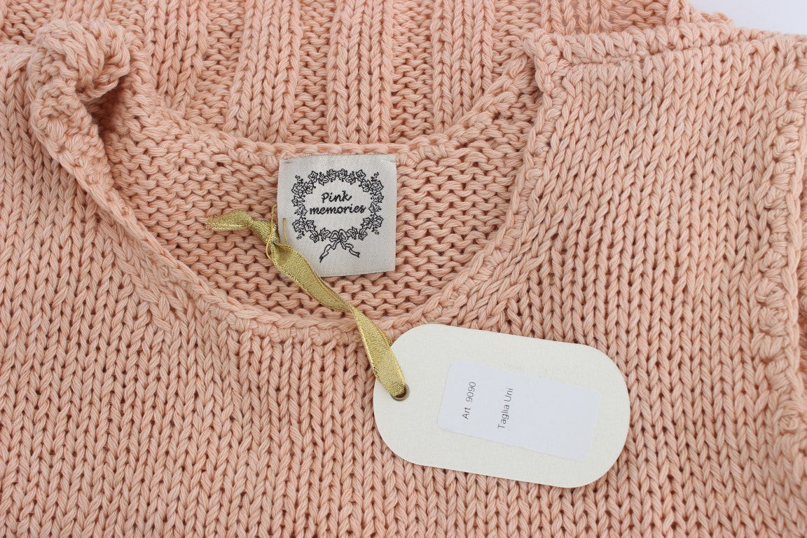 PINK MEMORIES Elegant Pink Knitted Sleeveless Vest Sweater