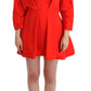 Fyodor Golan Red Mini Linen 3/4 Sleeve Sheath Dress