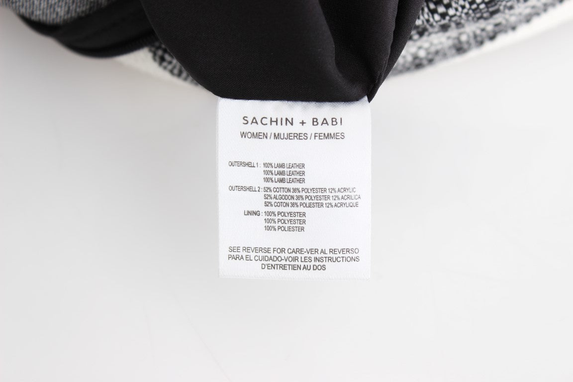Sachin & Babi Gray Black Liza Leather Straight Pencil