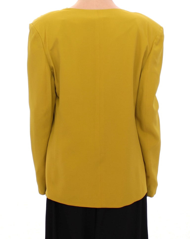 Lamberto Petri Mustard Yellow Silk Blazer Jacket