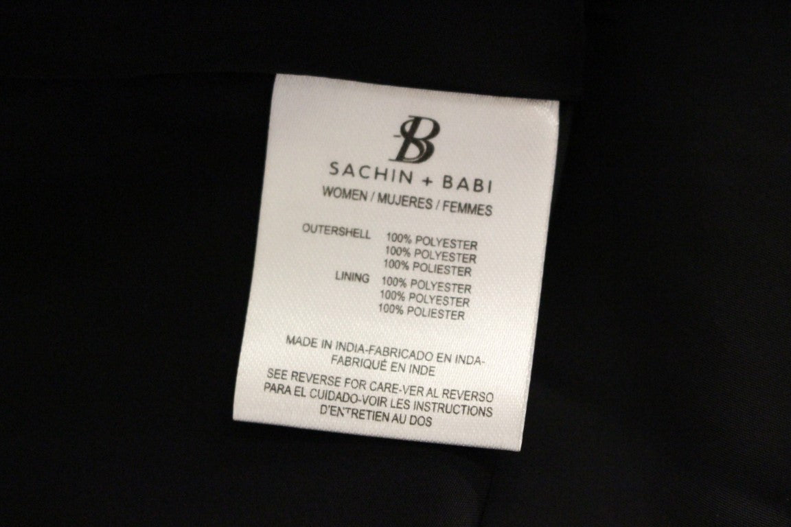 Sachin & Babi Black Silk Floral Pattern Shift Coctail Dress