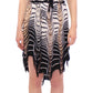 Alice Palmer Black Chainette Knit Striped Assymetrical Dress