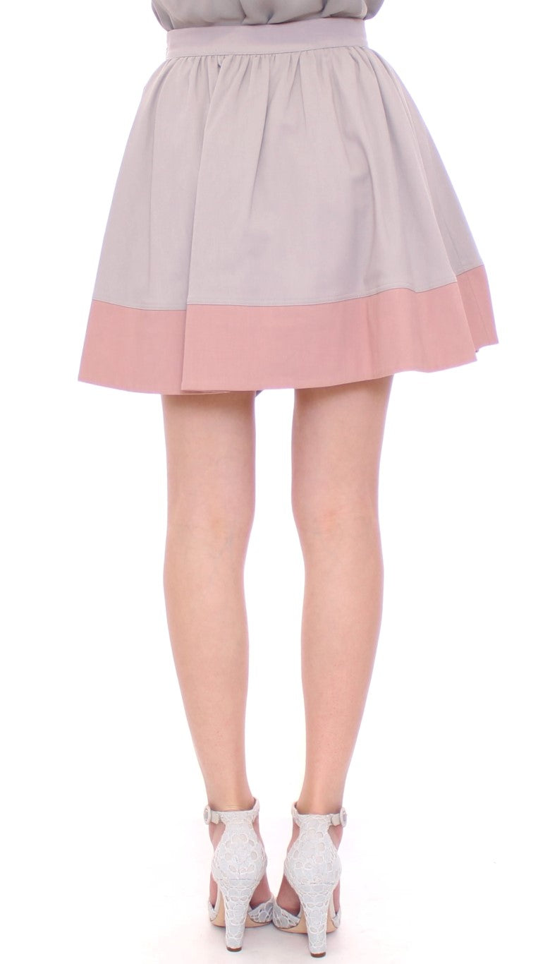 Comeforbreakfast Pink Gray Mini Short Pleated Skirt