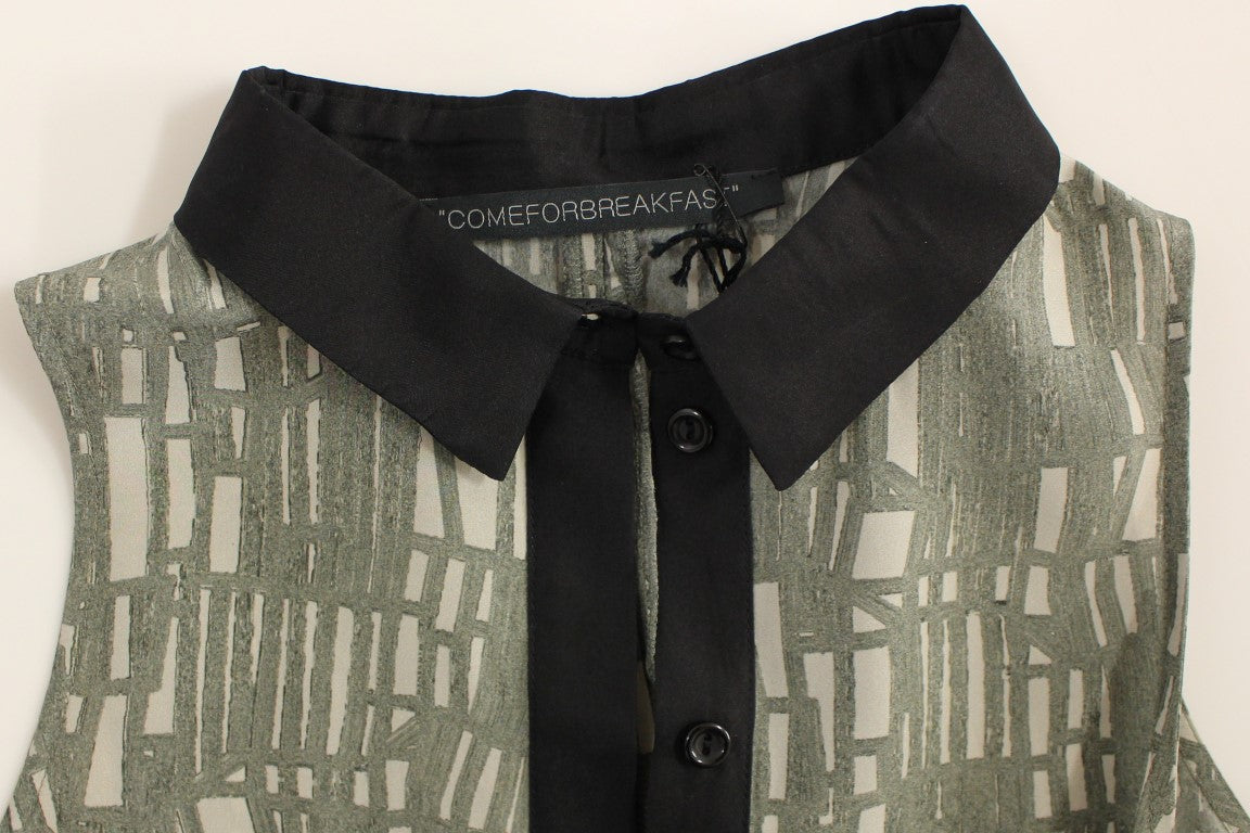 Comeforbreakfast Black Gray Silk A-Line Shift Dress