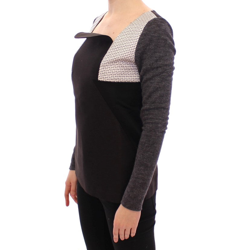 KAALE SUKTAE Black Gray Longsleeve Pullover Sweater