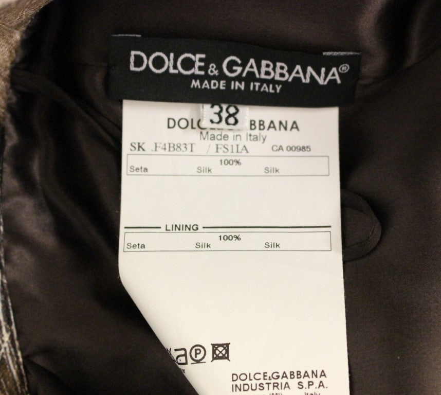 Dolce & Gabbana Brown Floral Silk Straight Full Skirt