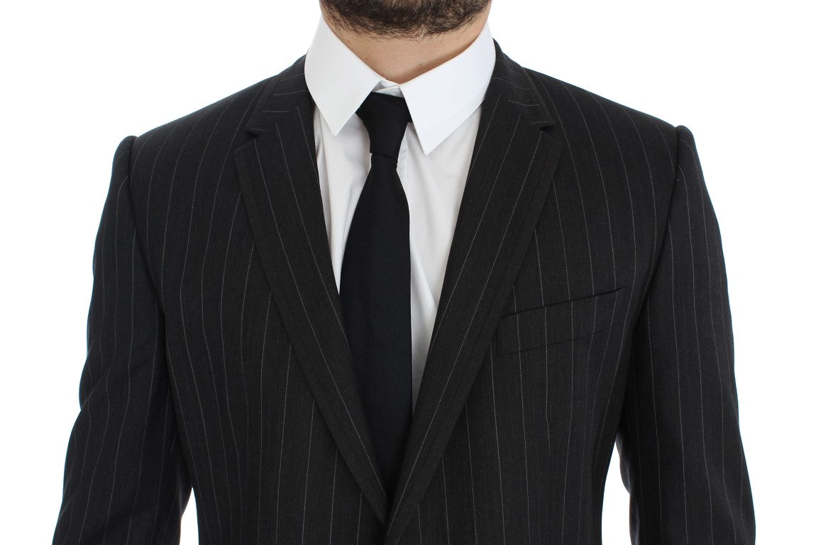 Dolce & Gabbana Chic Gray Striped Wool Blazer Jacket