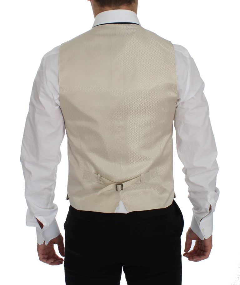 Dolce & Gabbana Sophisticated Beige Polka Dotted Blazer & Vest