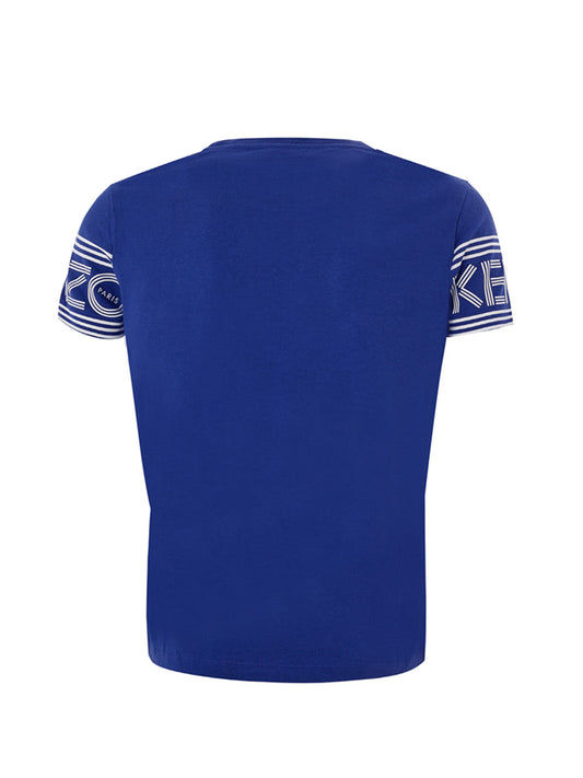 Kenzo Violet Cotton T-Shirt with Contrasting Logo on Sleeves