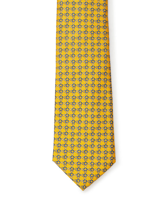 Ermenegildo Zegna Printed Yellow Silk Tie