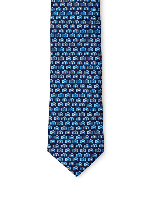 Ermenegildo Zegna Printed Blue Silk Tie