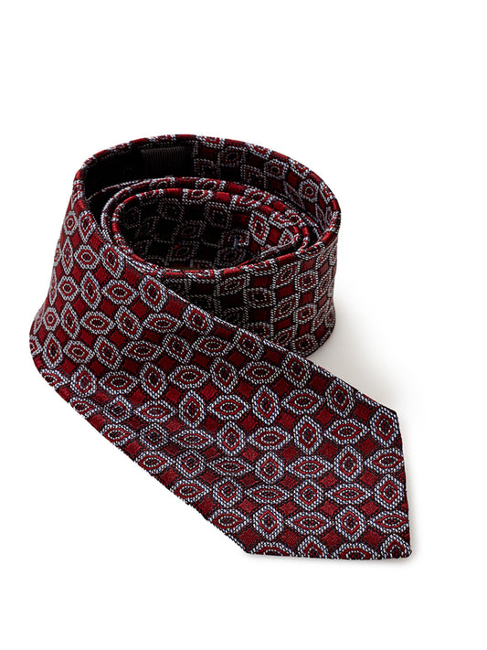 Ermenegildo Zegna Micro Printed Dark Red Silk Tie