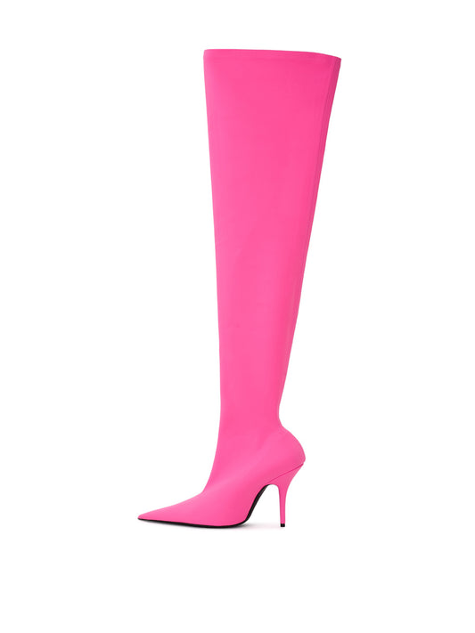 Balenciaga Neon Pink Over-the-Knee Statement Boot