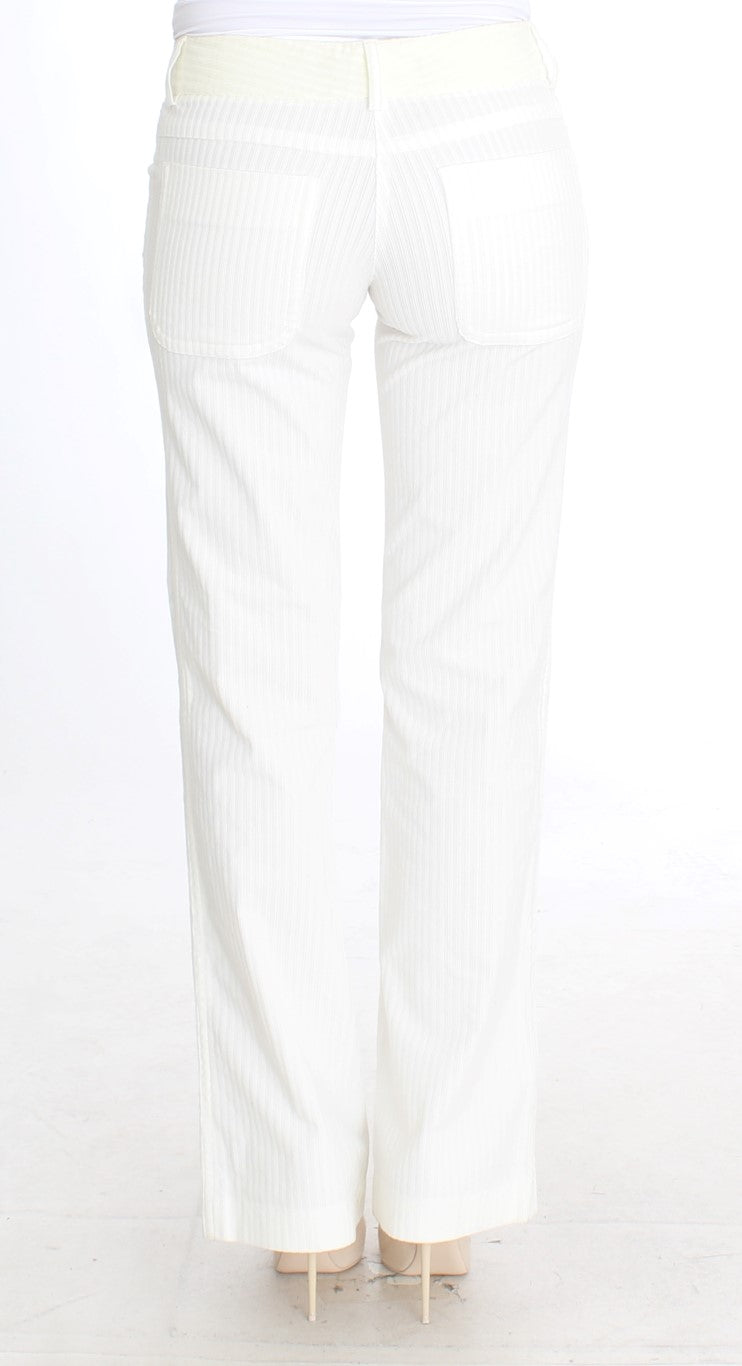 Ermanno Scervino Chic White Striped Straight Fit Pants