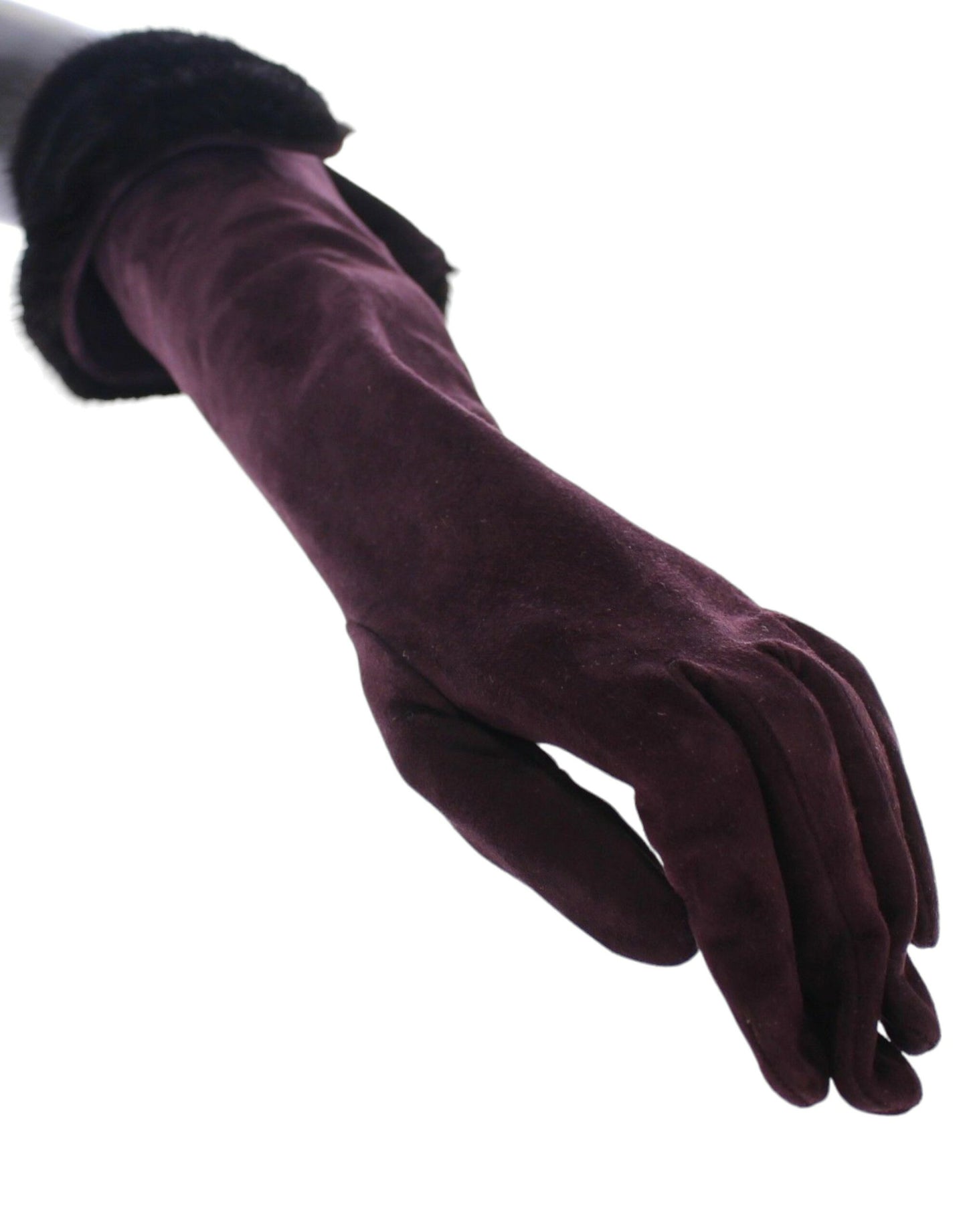 Dolce & Gabbana Purple Mink Fur Goatskin Suede Leather Gloves