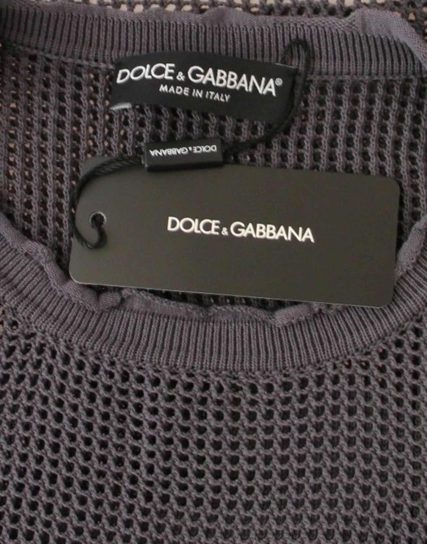 Dolce & Gabbana Elegant Crew-Neck Netted Sweater in Light Purple