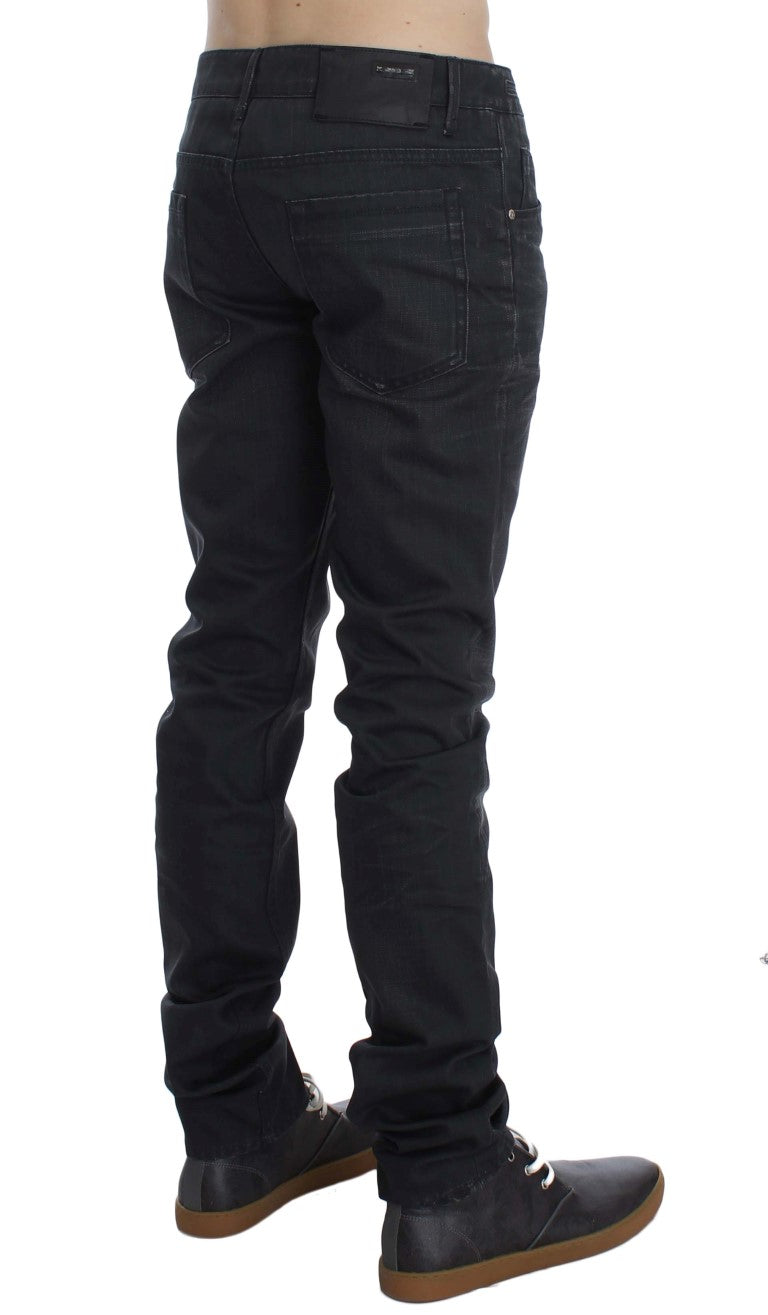 Acht Sleek Gray Slim Fit Italian Mens Jeans