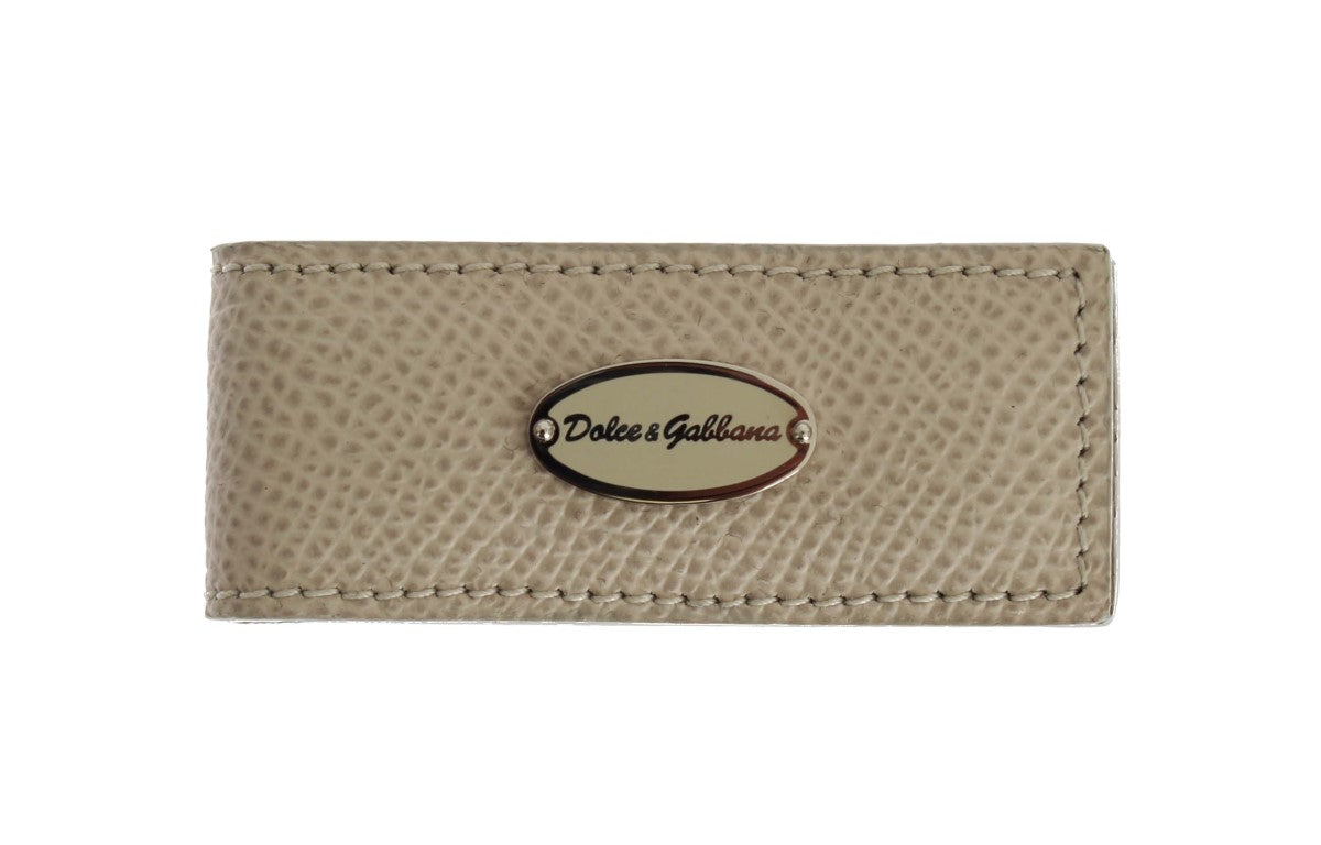 Dolce & Gabbana Elegant Beige Leather Money Clip