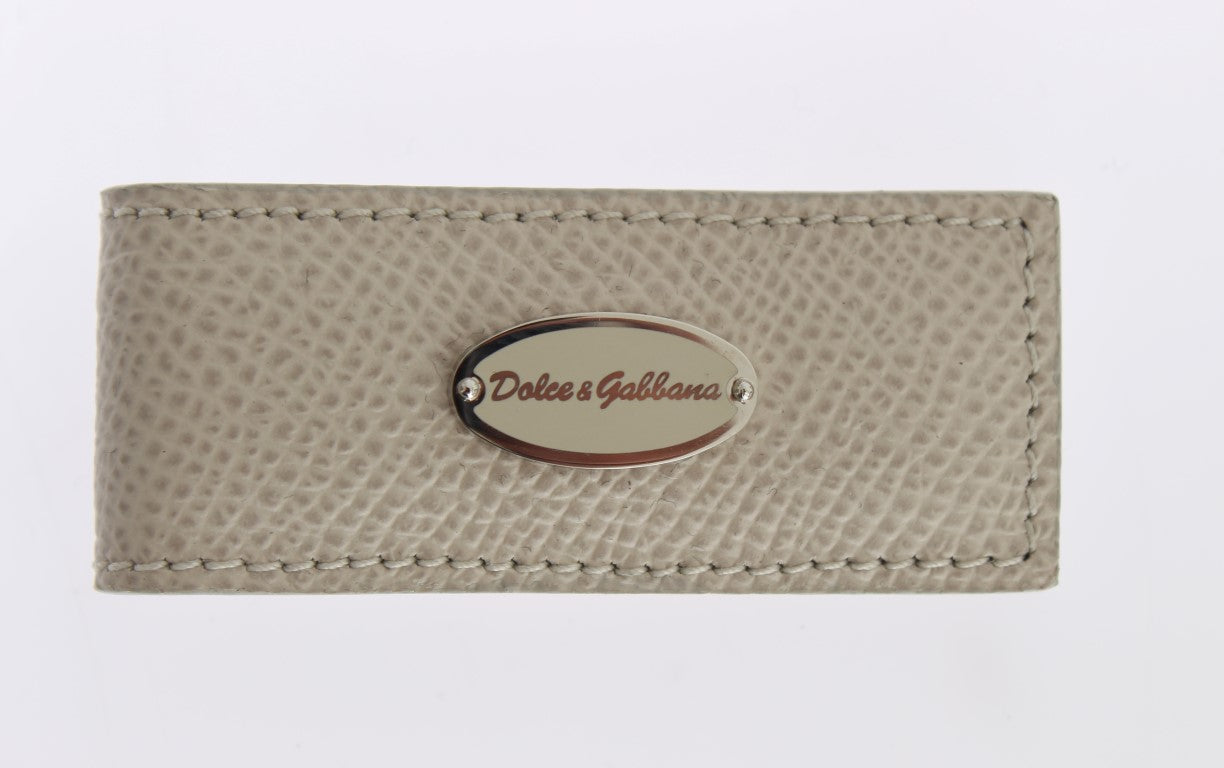 Dolce & Gabbana Elegant Beige Leather Money Clip
