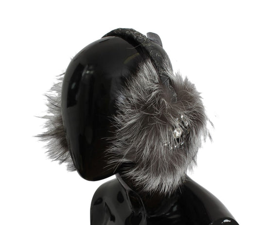 Dolce & Gabbana Elegant Fur and Crystal Ear Muffs
