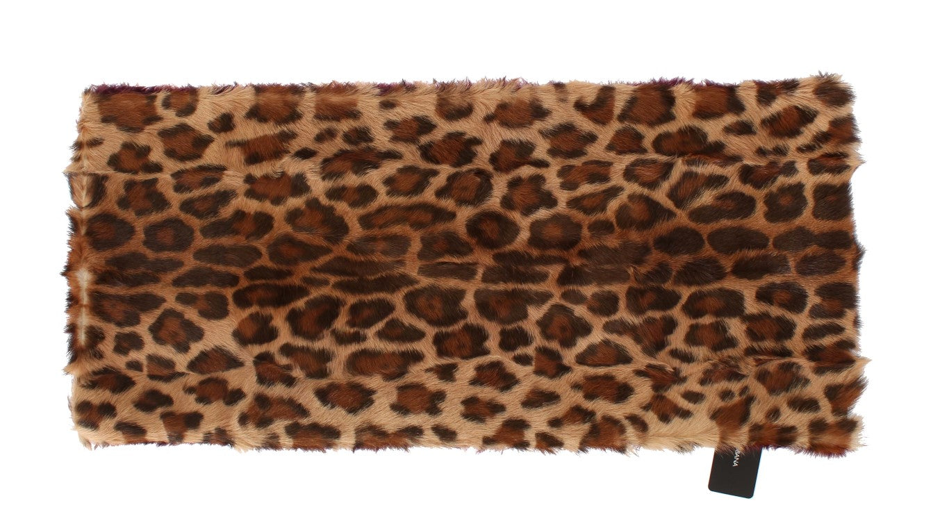 Dolce & Gabbana Exquisite Leopard Print Lambskin Fur Scarf