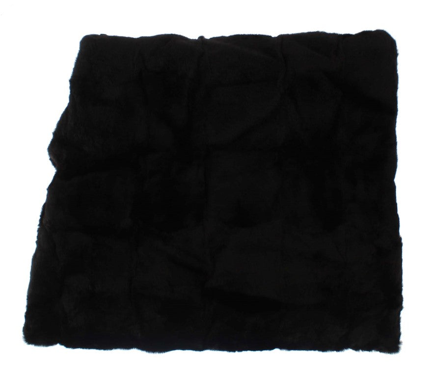 Dolce & Gabbana Black Weasel Fur Crochet Hood Scarf Hat