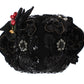 Dolce & Gabbana Black Crystal Gold Cherries Brooch Hat