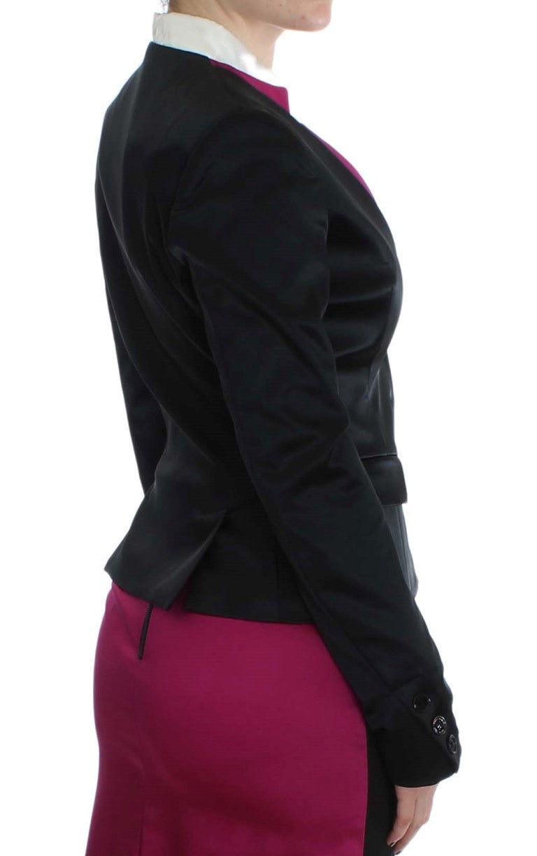 Exte Chic Black and Pink Single-Breasted Blazer
