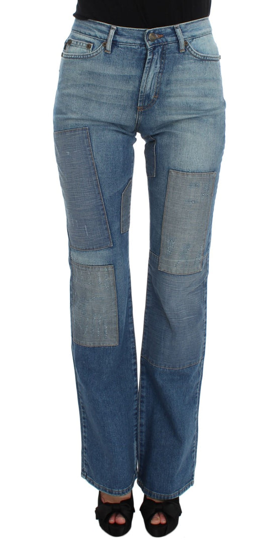 Cavalli Blue Wash Cotton Slim Fit Bootcut Jeans