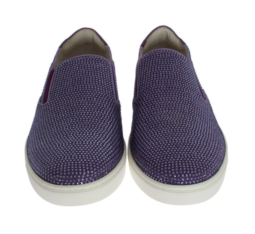 Dolce & Gabbana Purple Strass Canvas Logo Sneakers