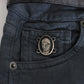 John Galliano Blue Cotton Blend Slim Fit High Waist Jeans