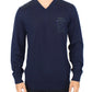 Ermanno Scervino Blue Wool Blend V-neck Pullover Sweater