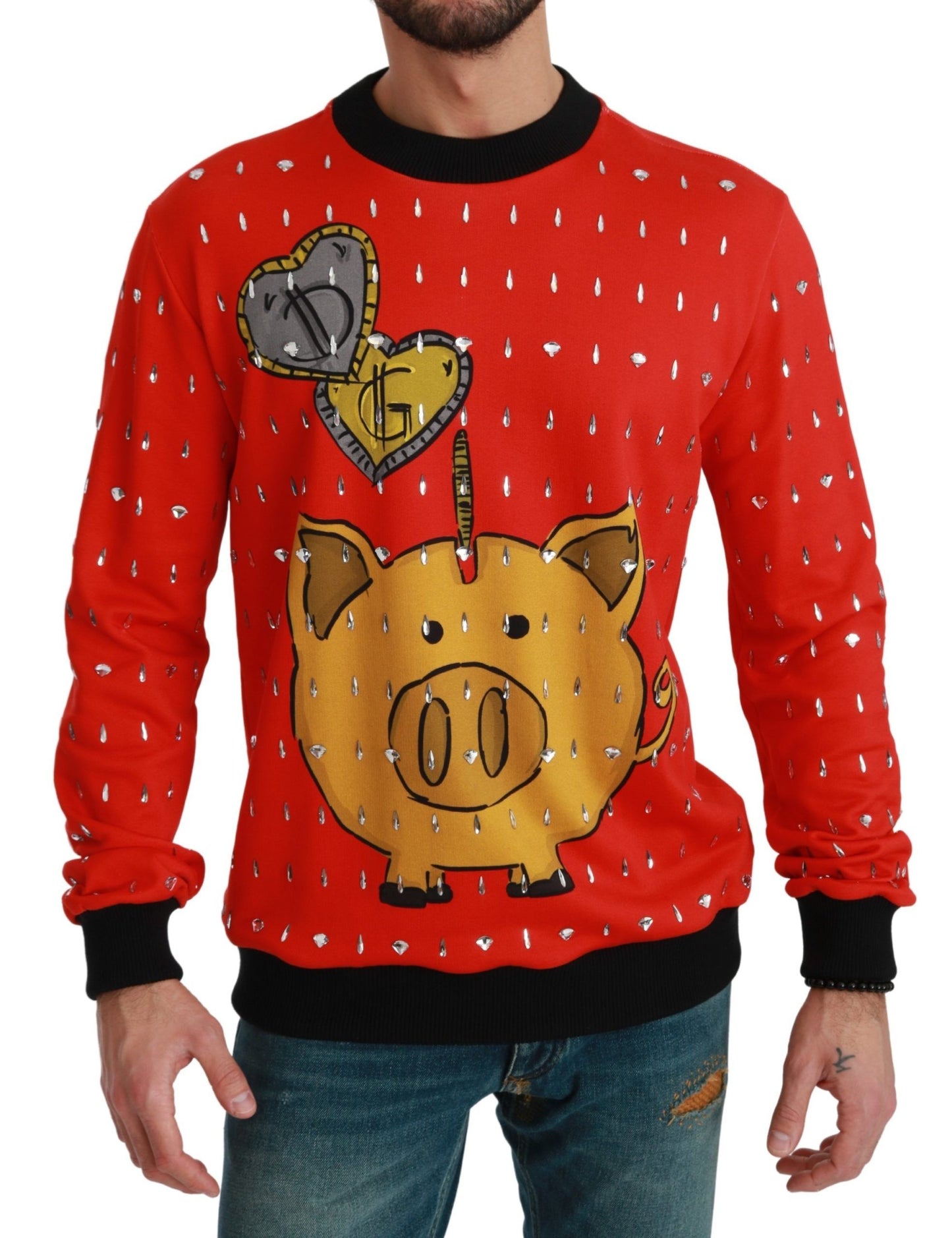Dolce & Gabbana Red Crystal Pig of the Year Sweater