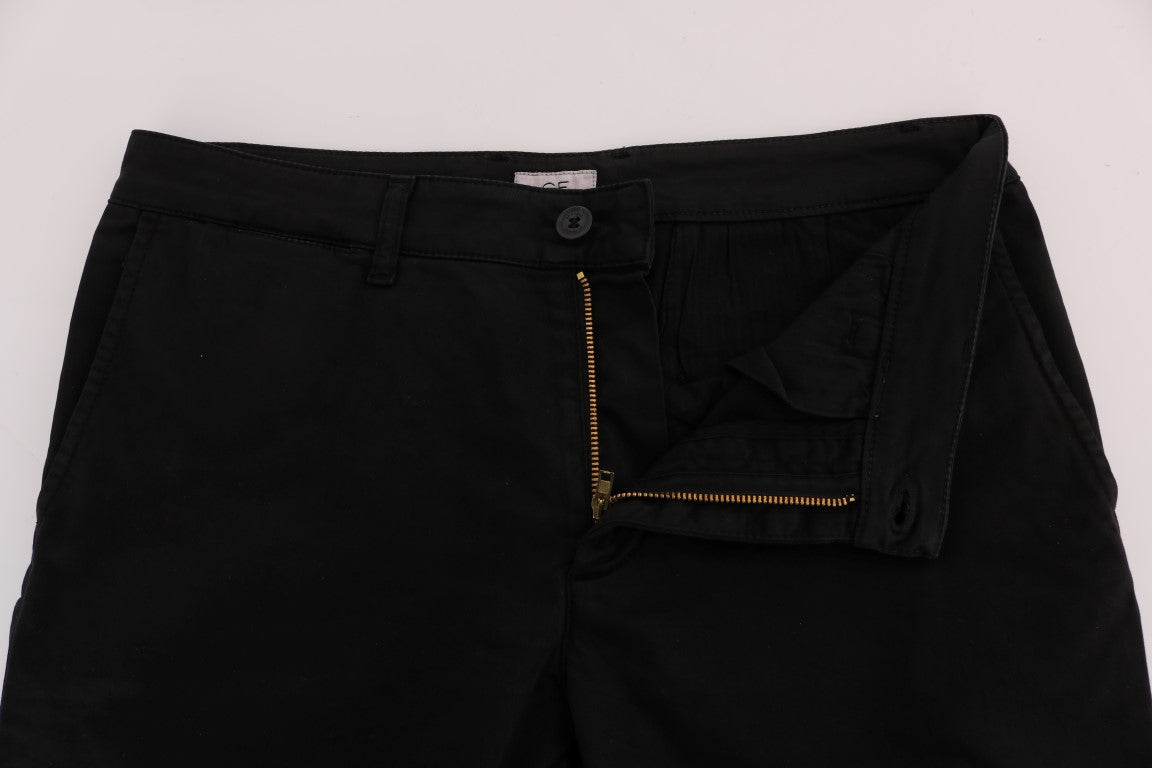 GF Ferre Elegant Slim Fit Black Cotton Trousers
