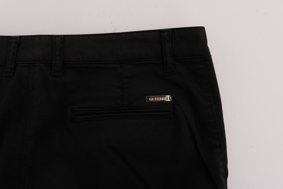 GF Ferre Elegant Slim Fit Black Cotton Trousers